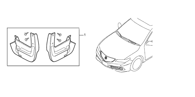 2018 Acura TLX 4 Door 24BASE (L4) KA DCT Front Splash Guards Diagram