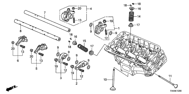 2013 Acura RDX Shaft, Front Exhaust Rocker Diagram for 14632-R70-A03