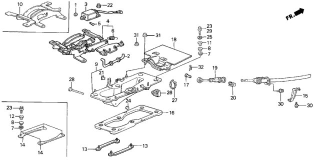 1986 Acura Legend 4 Door LX KA 4AT Select Lever Control Diagram
