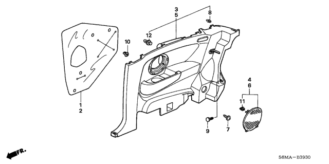 2006 Acura RSX 3 Door BASE KA 5MT Side Lining Diagram