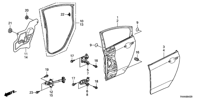 2013 Acura TL 4 Door TECH (SHAWD) KA 6MT Rear Door Panels Diagram