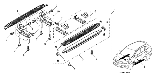 2017 Acura RDX 5 Door TECH (2WD) KA 6AT Running Boards (Chrome) Diagram