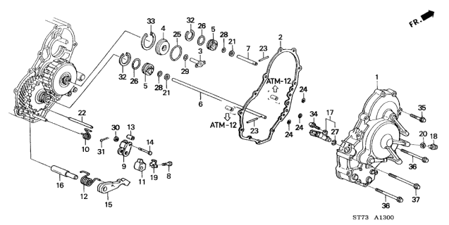 2000 Acura Integra 3 Door GS (LEATHER) KA 4AT AT Right Side Cover Diagram 2