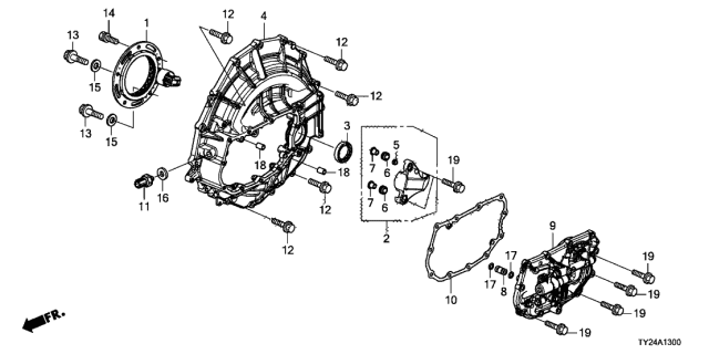 2014 Acura RLX 4 Door TECH (HYBRID) KA DCT AT Left Side Cover - Oil Pump Diagram