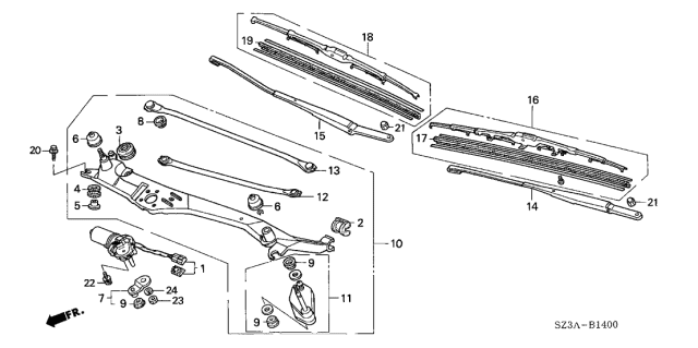 2004 Acura RL 4 Door RL (NAVIGATION) KA 4AT Front Windshield Wiper Diagram