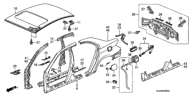 2009 Acura RL Outer Panel - Rear Panel Diagram