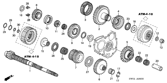 2005 Acura NSX 2 Door NSX-T KA 4AT AT Countershaft Diagram