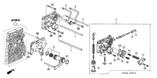 2002 Acura RSX 3 Door BASE KA 5AT AT Regulator Diagram