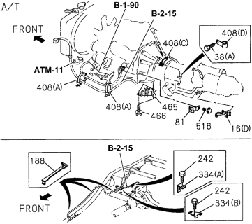 1996 Acura SLX 4 Door 4LS (PREMIUM) KA 4AT Wiring Harness Clips Diagram 1