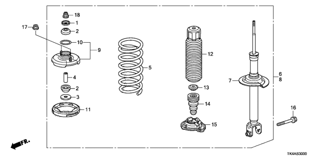 2014 Acura TL 4 Door BASE (3.5) KA 6AT Rear Shock Absorber Diagram