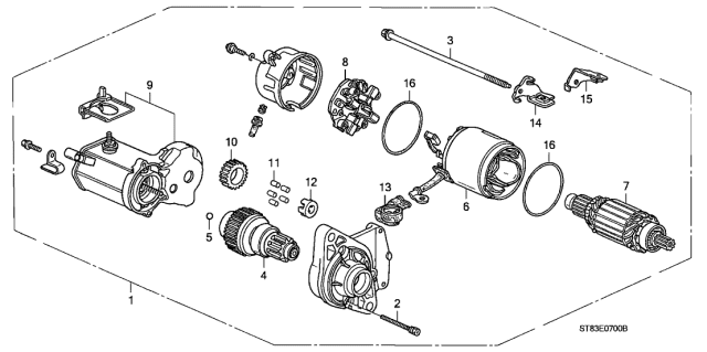 1999 Acura Integra Starter Motor (DENSO) Diagram