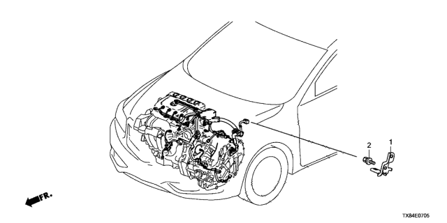 2013 Acura ILX Hybrid 4 Door TECH KL CVT Engine Wire Harness Stay Diagram