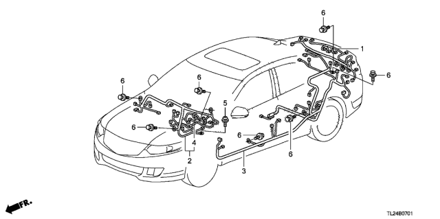 2009 Acura TSX Wire Harness, Driver Side Diagram for 32160-TL0-A00