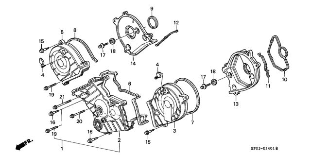 1991 Acura Legend 4 Door STD KA 4AT Timing Belt Cover Diagram