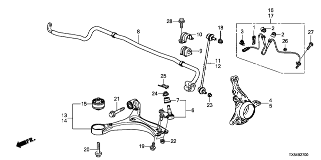 2014 Acura ILX Hybrid Left Front Knuckle Diagram for 51216-TX8-A00