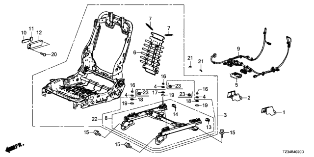 2015 Acura TLX 4 Door BASE (2.4) KA DCT Front Seat Components Diagram