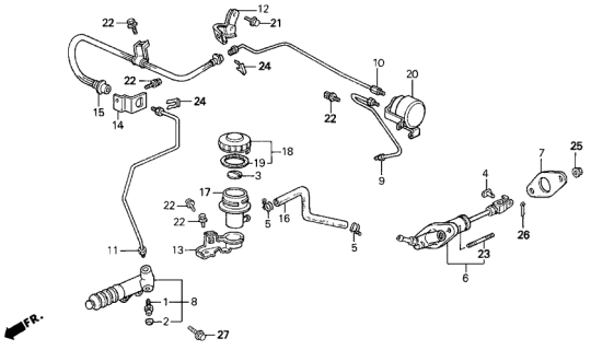 1994 Acura Legend 2 Door L KL 6MT Clutch Master Cylinder Diagram
