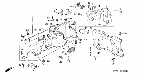 1995 Acura Integra Rear Side Lining Diagram