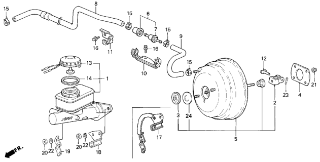 1992 Acura Legend Master Cylinder Assembly Diagram for 46100-SP0-A53