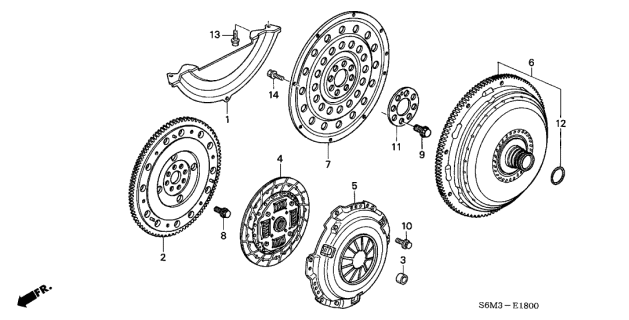 2005 Acura RSX Clutch Torque Converter Case Cover Diagram for 21351-PNA-000