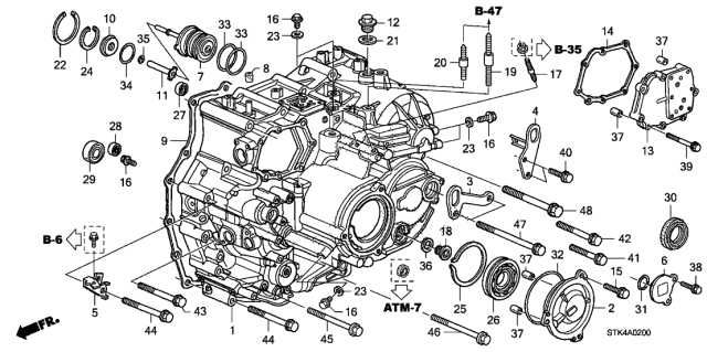 2009 Acura RDX 5 Door TECH KA 5AT AT Transmission Case Diagram