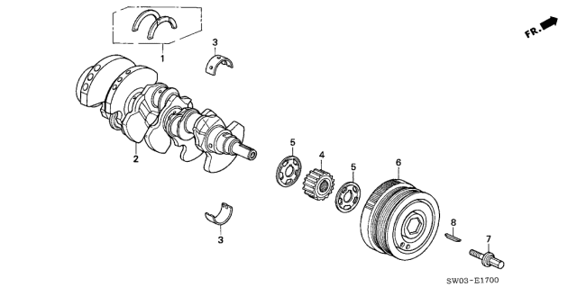 2001 Acura NSX 2 Door NSX-T KA 4AT Crankshaft - Pulley Diagram