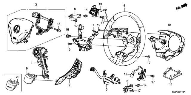 2019 Acura ILX Steering Wheel Diagram