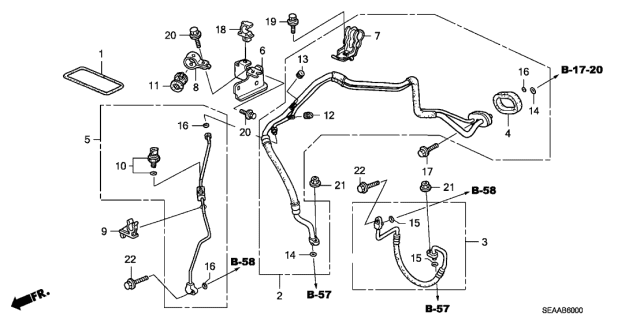 2008 Acura TSX 4 Door TSX (NAVIGATION) KA 6MT A/C Hoses - Pipes Diagram
