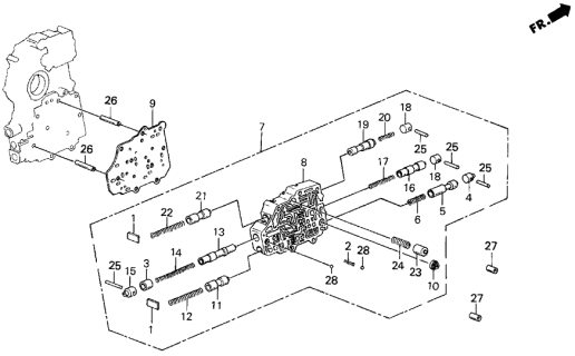 1986 Acura Integra AT Secondary Body Diagram