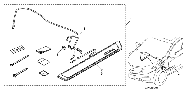 2018 Acura RDX Left Front Step Garnish Assembly Diagram for 08E12-TX4-2M002