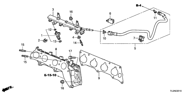 2014 Acura TSX Fuel Injector (L4) Diagram