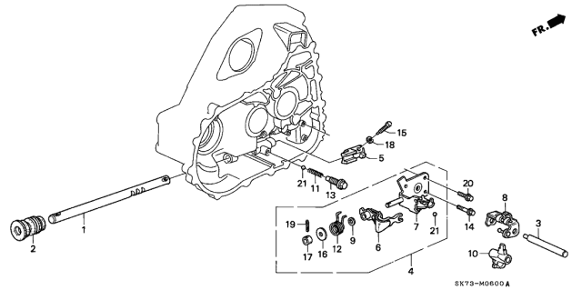 1990 Acura Integra Gearshift Rod Diagram for 24311-PS1-000