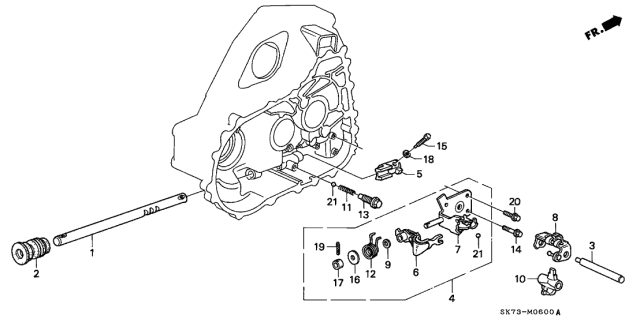 1993 Acura Integra 3 Door GSL (LEATHER) KL 5MT MT Shift Rod Diagram