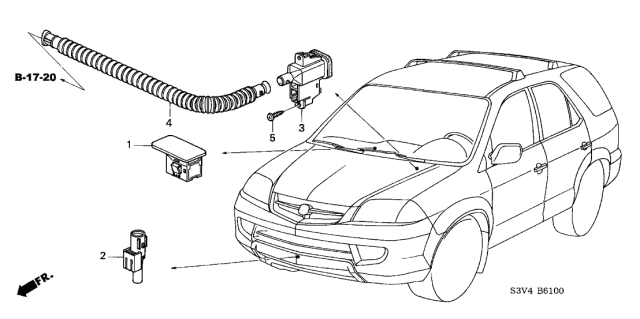 2001 Acura MDX 5 Door STD KA 5AT A/C Sensor Diagram