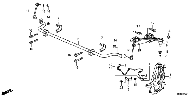 2018 Acura NSX Front Stabilizer Spring Diagram for 51300-T6N-A01