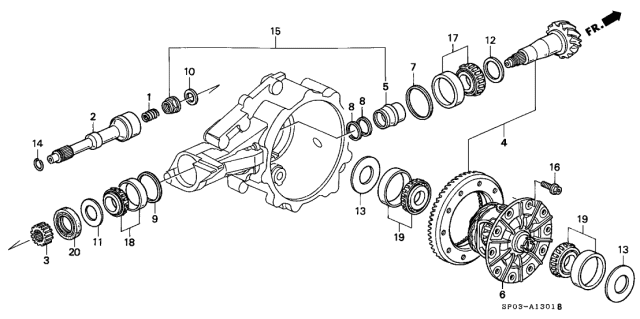 1994 Acura Legend 4 Door L (MOQUETTE) KA 4AT AT Differential Gear Diagram