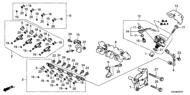 2021 Acura TLX 4 Door ADV KA XAT Fuel Injector Diagram