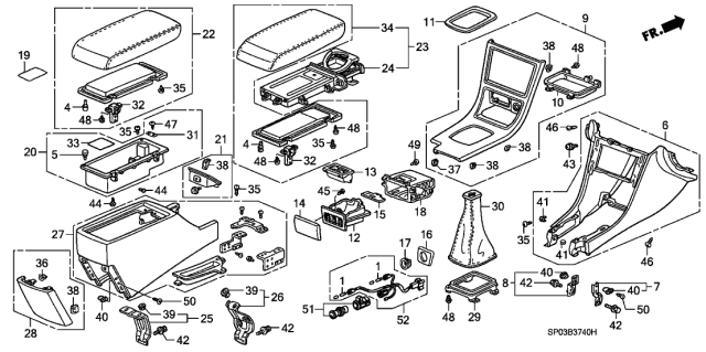 1992 Acura Legend Console Diagram
