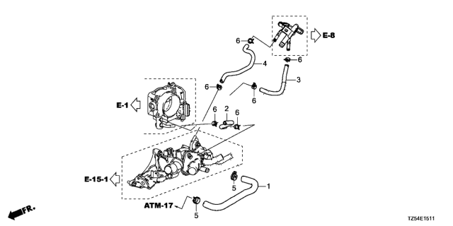 2016 Acura MDX Hose B,Water Diagram for 19522-5J6-A00