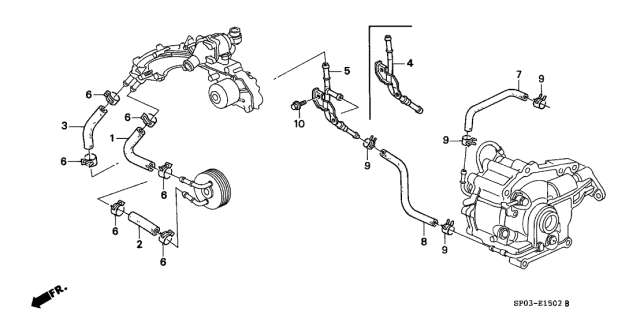 1993 Acura Legend 4 Door STD KA 4AT Oil Cooler Hose Diagram
