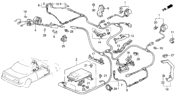 1991 Acura Legend Wire Harness, SRS Main Diagram for 77961-SP1-A71