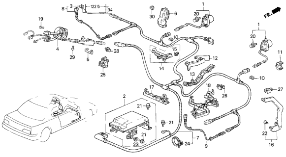 1991 Acura Legend 2 Door L* (MOQUETTE) KA 5MT SRS Control Unit Diagram