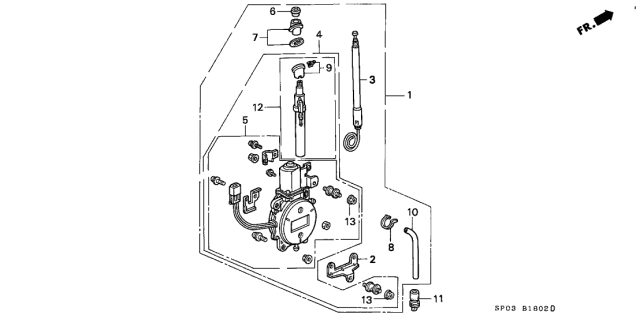 1992 Acura Legend 4 Door L (MOQUETTE) KA 4AT Radio Antenna Diagram