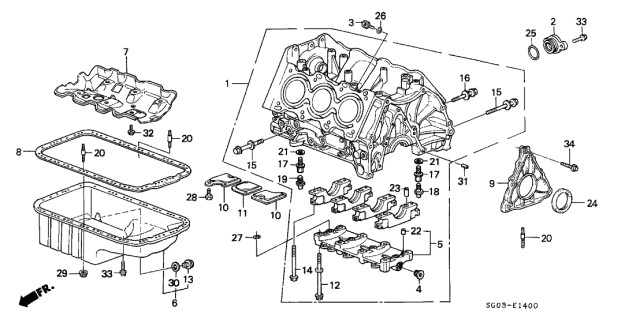 1990 Acura Legend 2 Door STD KL 4AT Cylinder Block Diagram