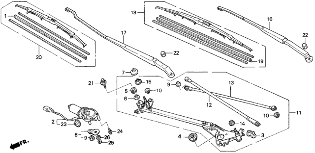 1997 Acura TL Link, Front Wiper Diagram for 76530-SW5-A01