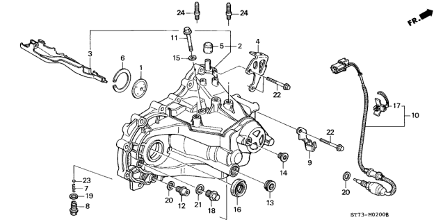 1998 Acura Integra Transmission Case Diagram for 21200-P21-040
