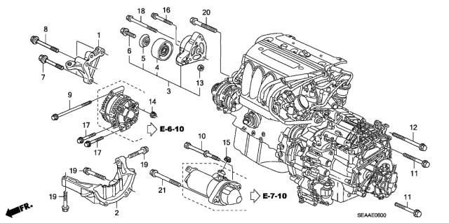 2008 Acura TSX 4 Door TSX KA 6MT Engine Mounting Bracket Diagram