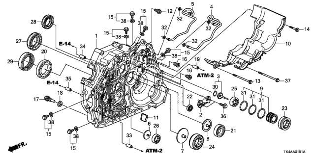 2013 Acura TL 4 Door TECH (SHAWD) KA 6AT AT Torque Converter Case Diagram