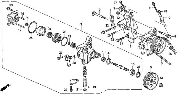 1999 Acura CL Power Steering Pump Sub-Assembly Diagram for 56110-P0A-013