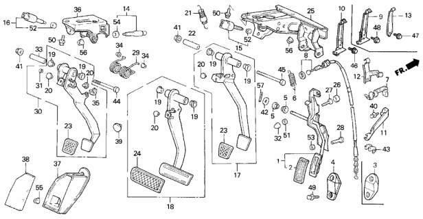 1994 Acura Legend 2 Door LS KA 6MT Pedal Diagram